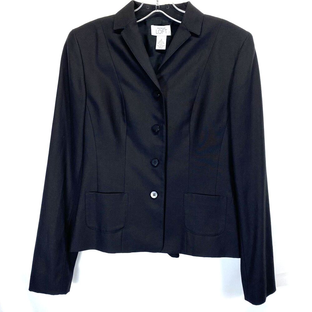 Loft Ann Taylor Women's Size 2 Blazer Silk Cotton Blend Jacket Brown 4 Button